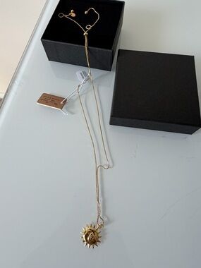 Mia Fiore Sun Moon charm 14k gold plated adjustable necklace